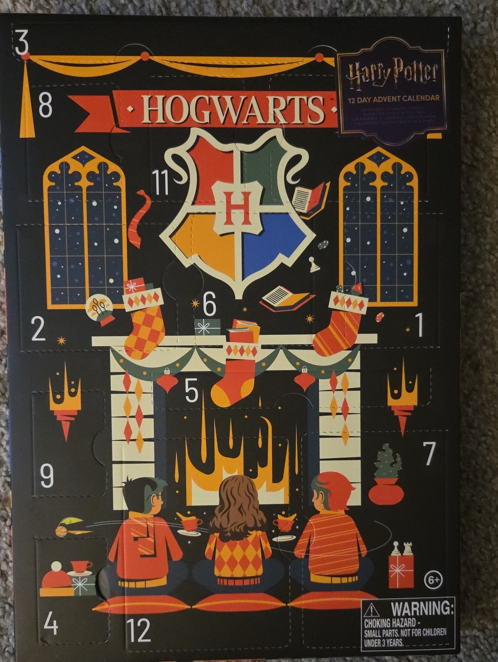 Harry Potter 12 Days Hogwarts Holiday Advent Panel - Black, Red & Gold NIP